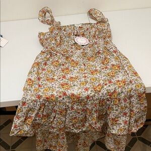 Umgee Floral High Low Dress - Red, Yellow, Green